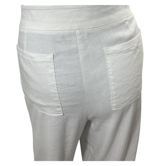 Chico’s Wide Leg Pants White Linen 2R 12 Career Quiet Luxury Bridal Office - Picture 10 of 12